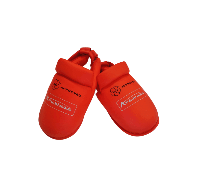 WKF Fussschutz rot-rouge-red approved/homologué